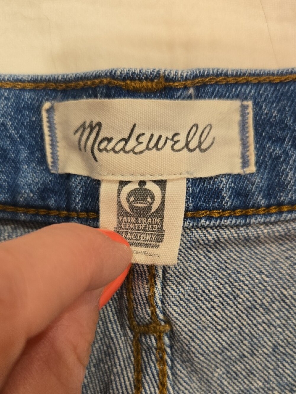 Madewell Blue Raw-Hem High-Waist Denim Shorts | Size 27 - Picture 2 of 5